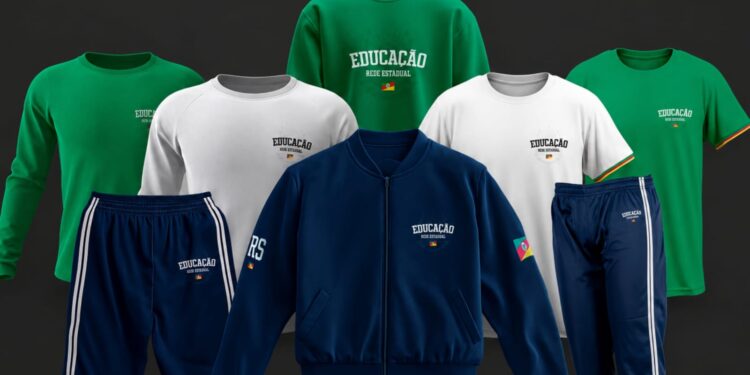 Alunos com uniforme escolar